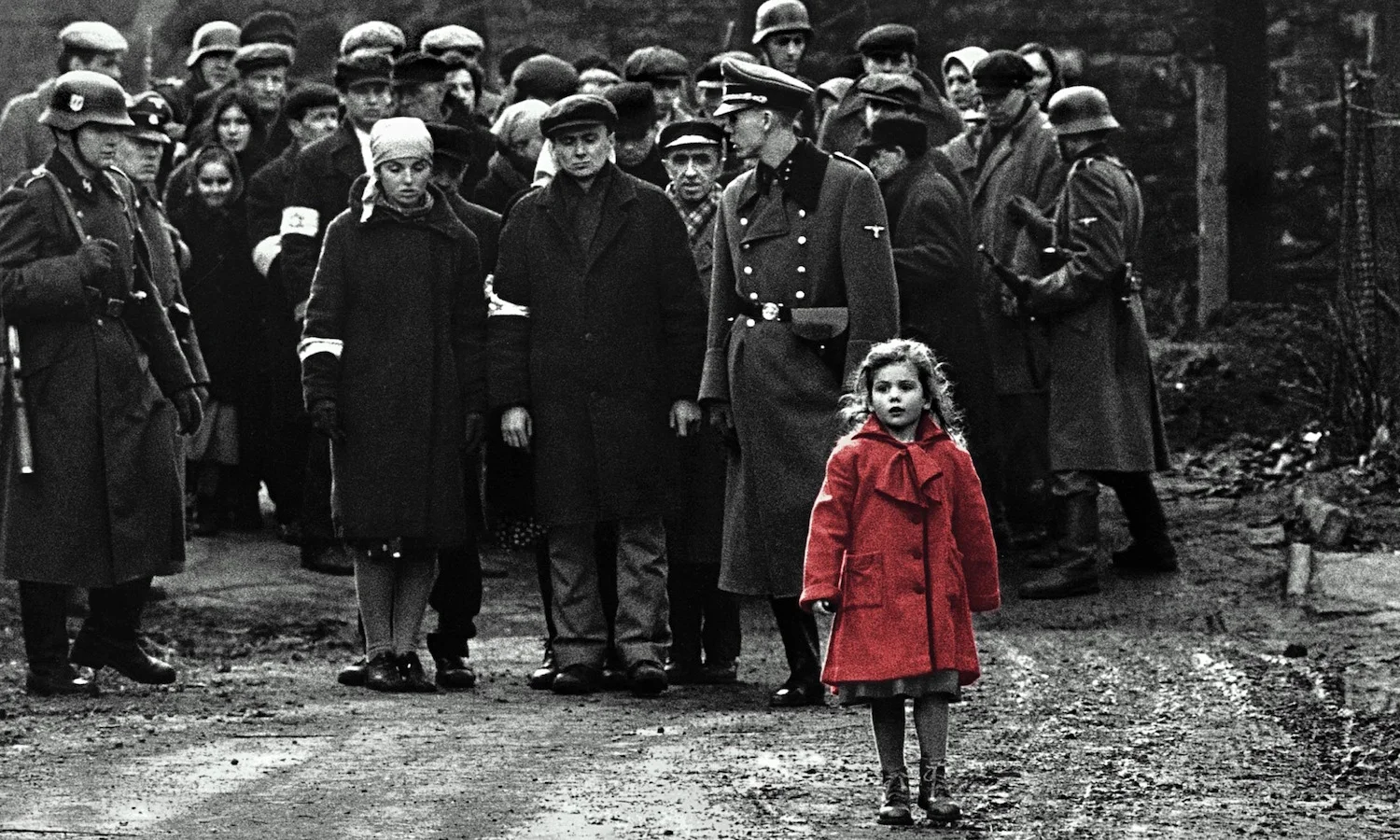Oliwia Dabrowska as the little girl in the red coat in Schindler’s List