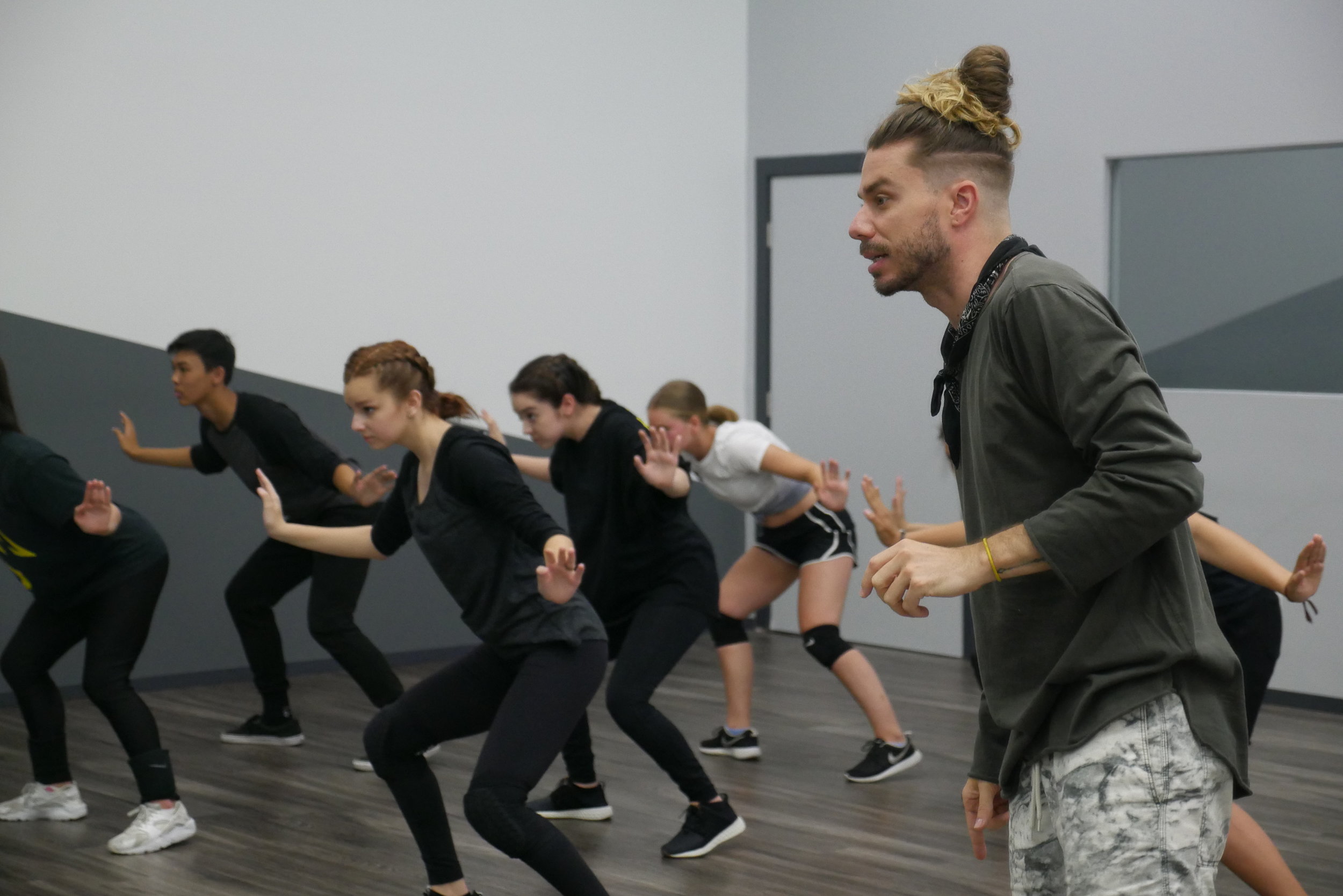 Students in Beau Fournier's dance class