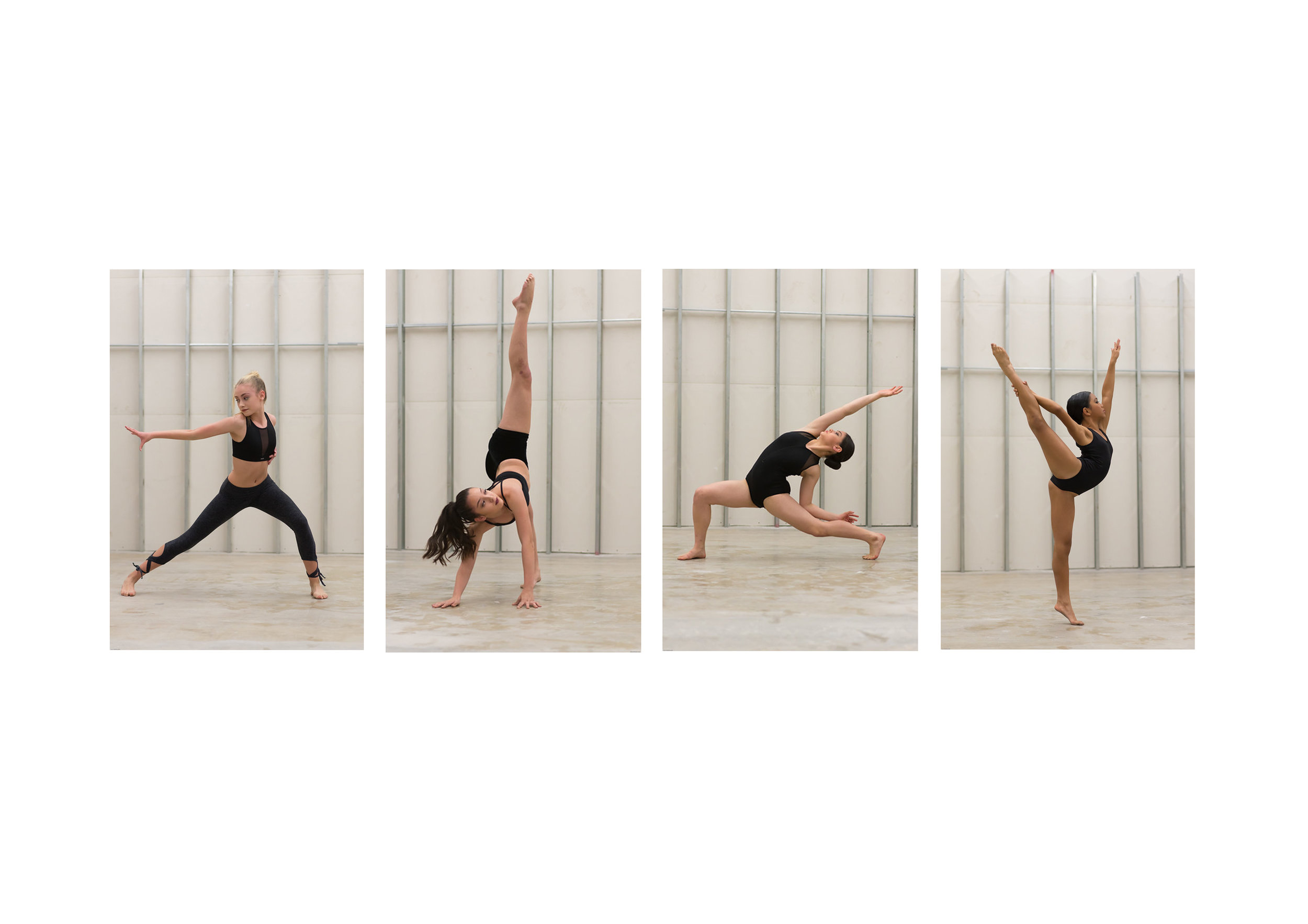4 images of dancers holding dance poses