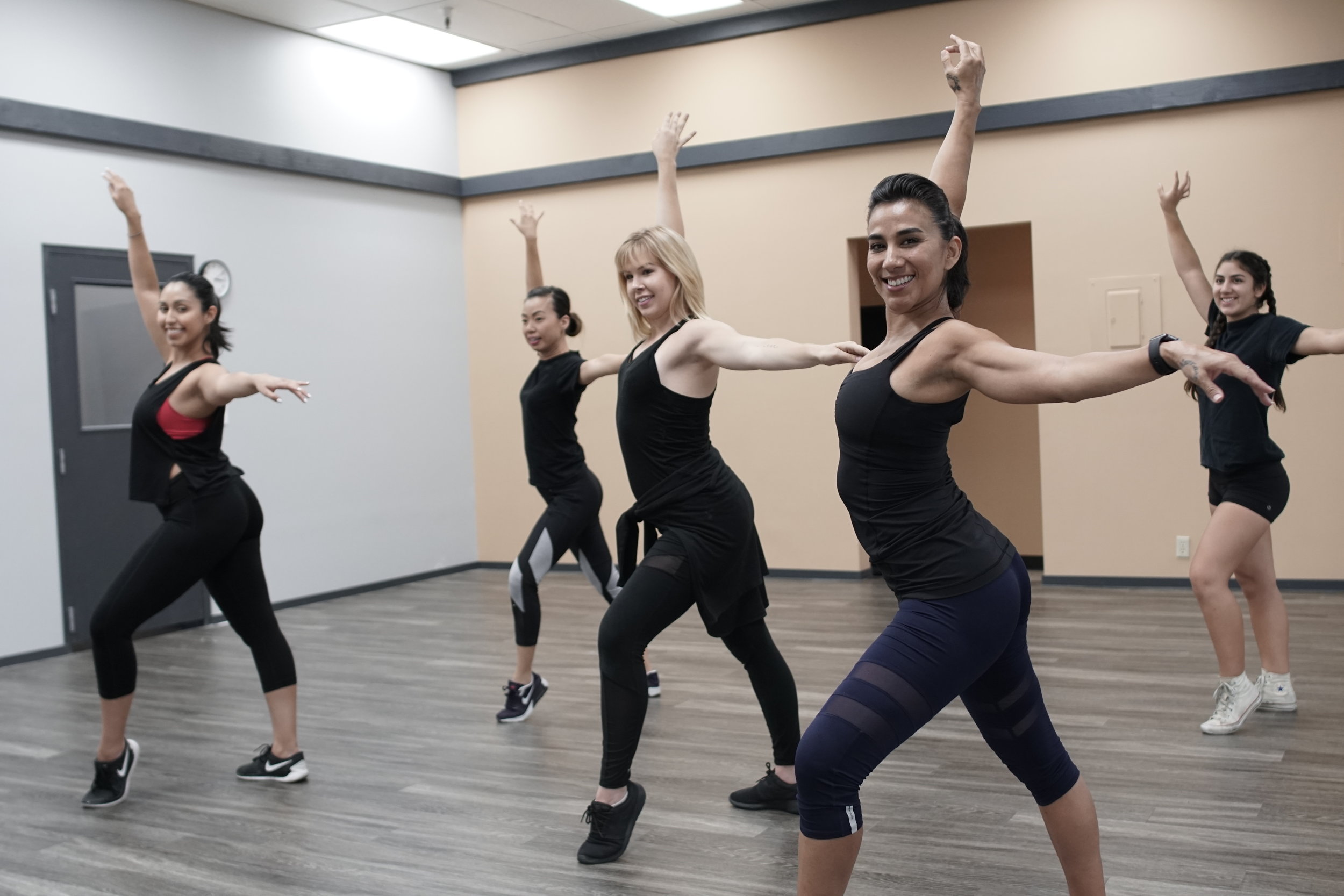 Students in Zumba fitness class