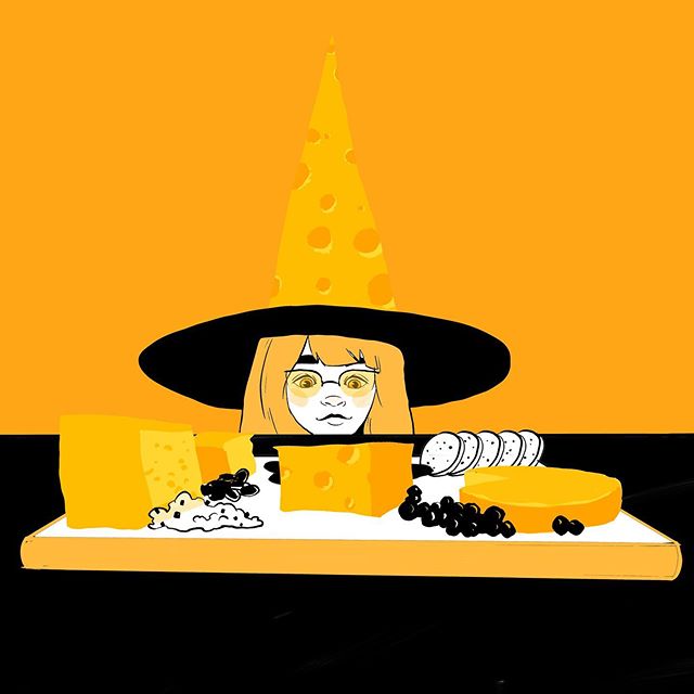 #Witchtober Day no. 6 🧀 ~Cheese~ 🧀#foodwitchtober2019 #inktober #witch #cheese food #fashion #design #hairstyle #procreate #orange #illustration #magic #snack