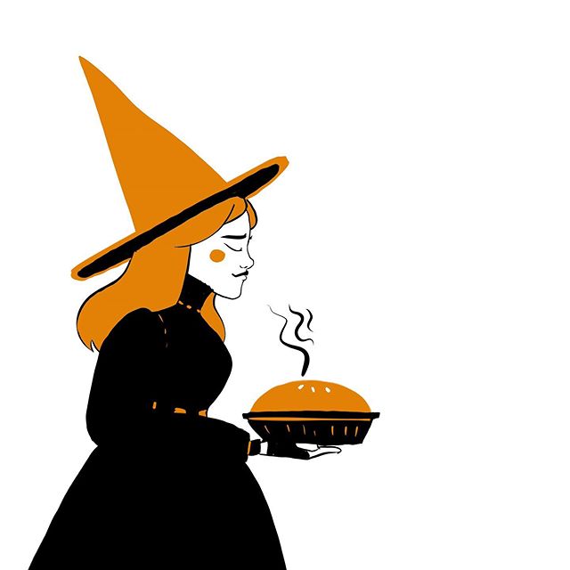 #witchtober Day no. 7
🥧 🥧🥧🥧
#foodwitchtober2019 #inktober #witch #magic #illustration #orange #fashion #pie #procreate #girl #snack #foodie #black #ink #l4l