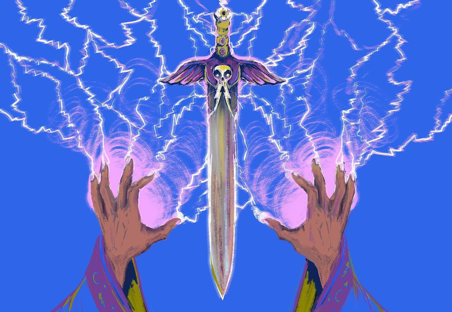 Swordtember Day Two #wizard #swordtember #seord #illustration #lightning #painting #metal #magic #fantasyart