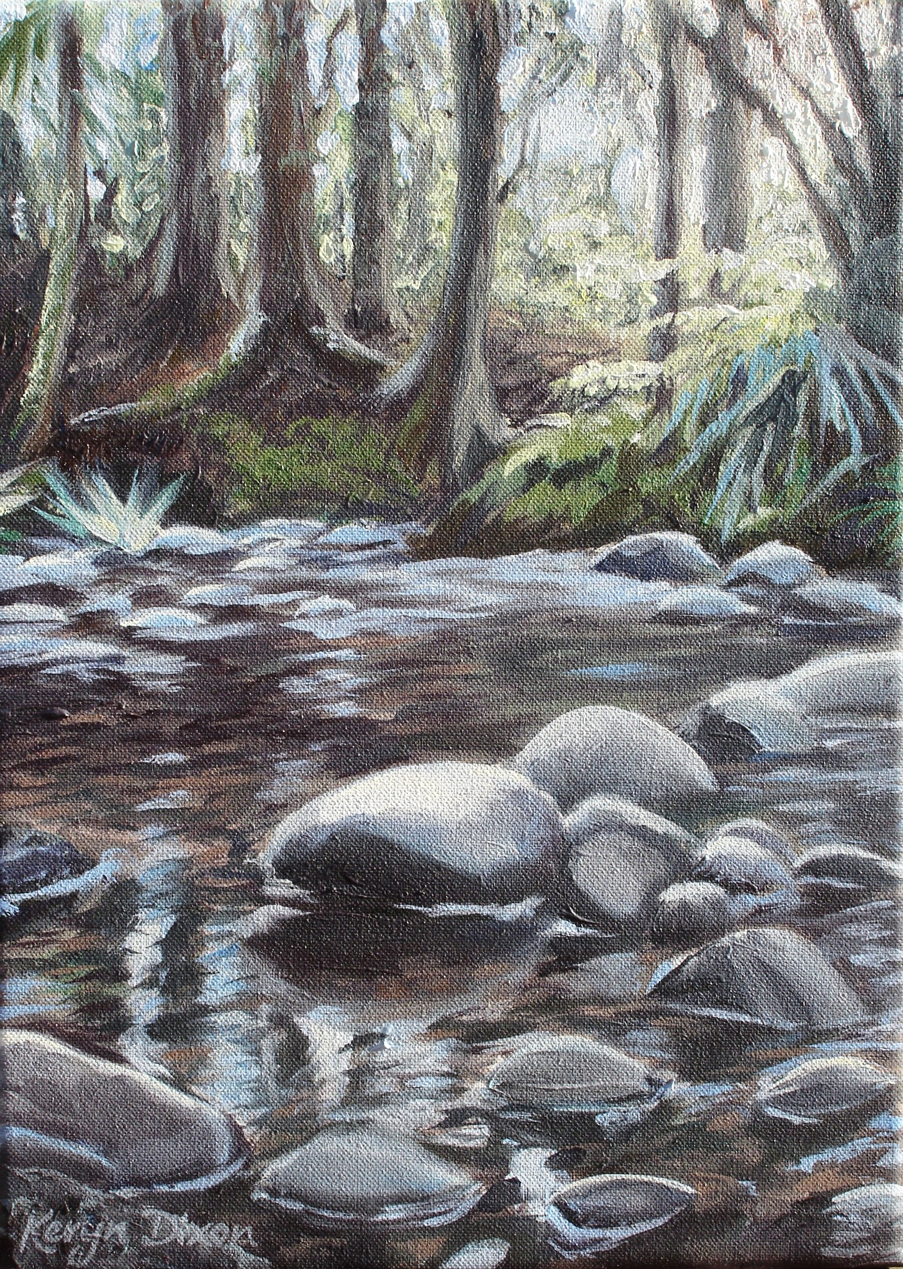 Bush and Stream Oils on stretched canvas 