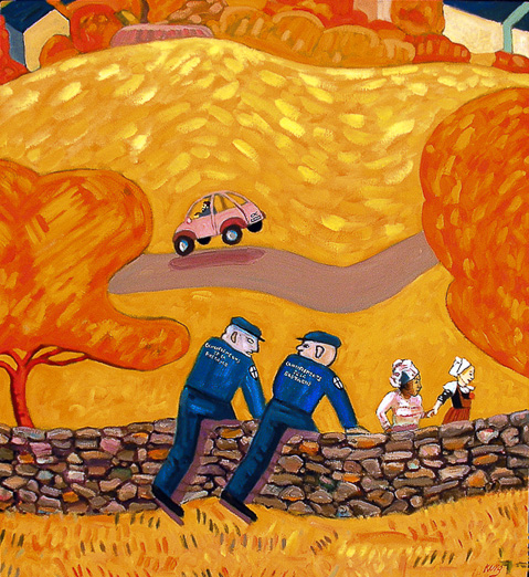 Escape of the Yellow Christ 24"x 24" Oil on canvas