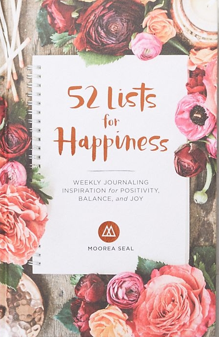 52 List for Happiness Journal by Moorea Seal at Anthropologie, $16.95. http://bit.ly/happinessjournal A list based open dated hard cover journal focussing on cultivating a happy and fulfilling life. 