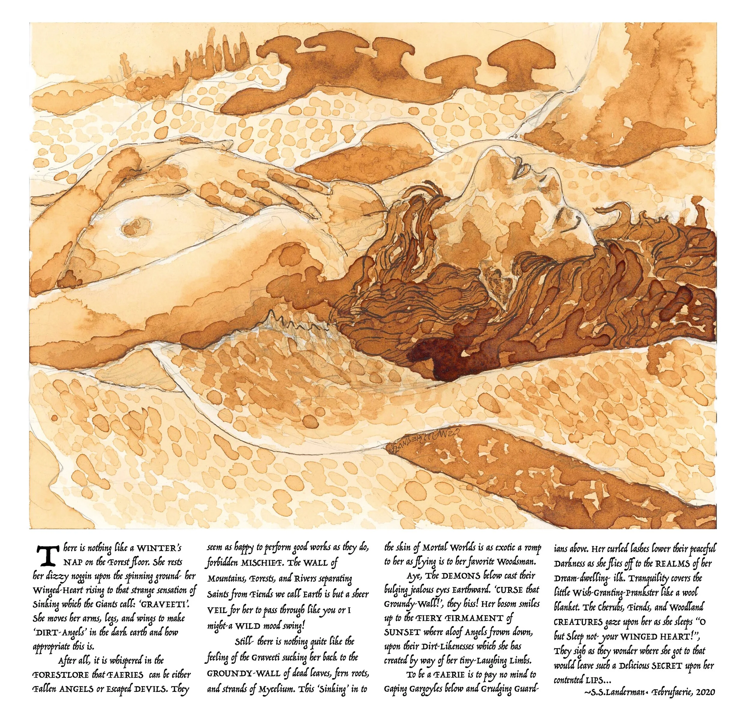 Sleep Not Your Winged Heart! {Coffee-Stained-Faerie Tales} 2 Sizes