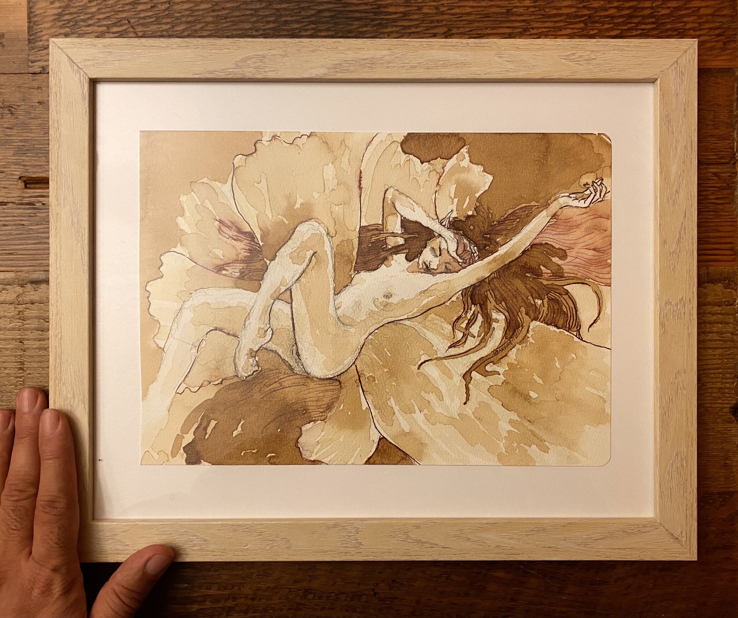 Restless Faerie {Coffee Stains & Pen} ORIGINAL 8"x11.5"