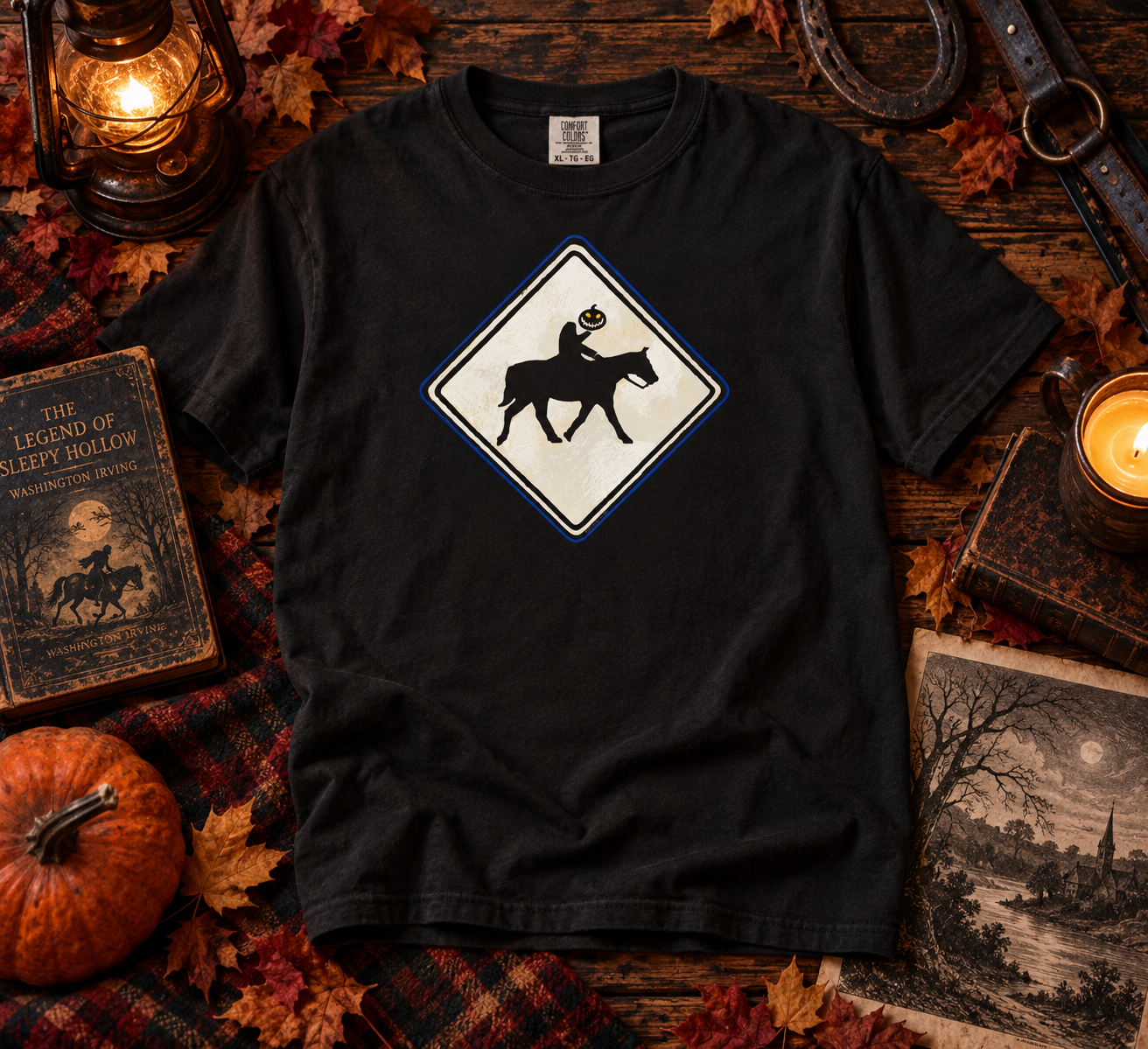 Rider Crossing A-Head {Unisex garment-dyed heavyweight t-shirt}