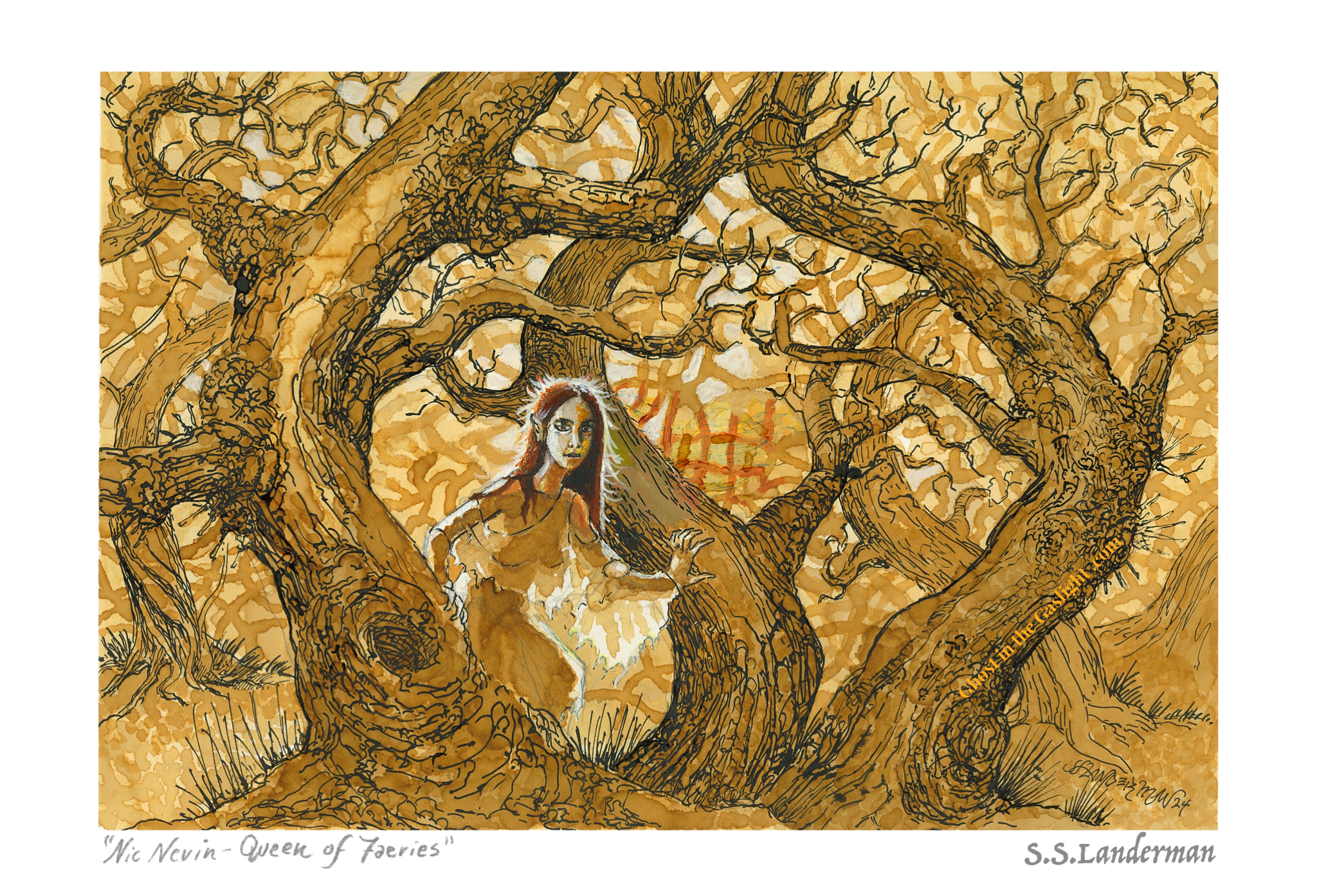 "NicNevin, Queen of the Faeries" {made with the Art of Coffee Stains} 3 Sizes