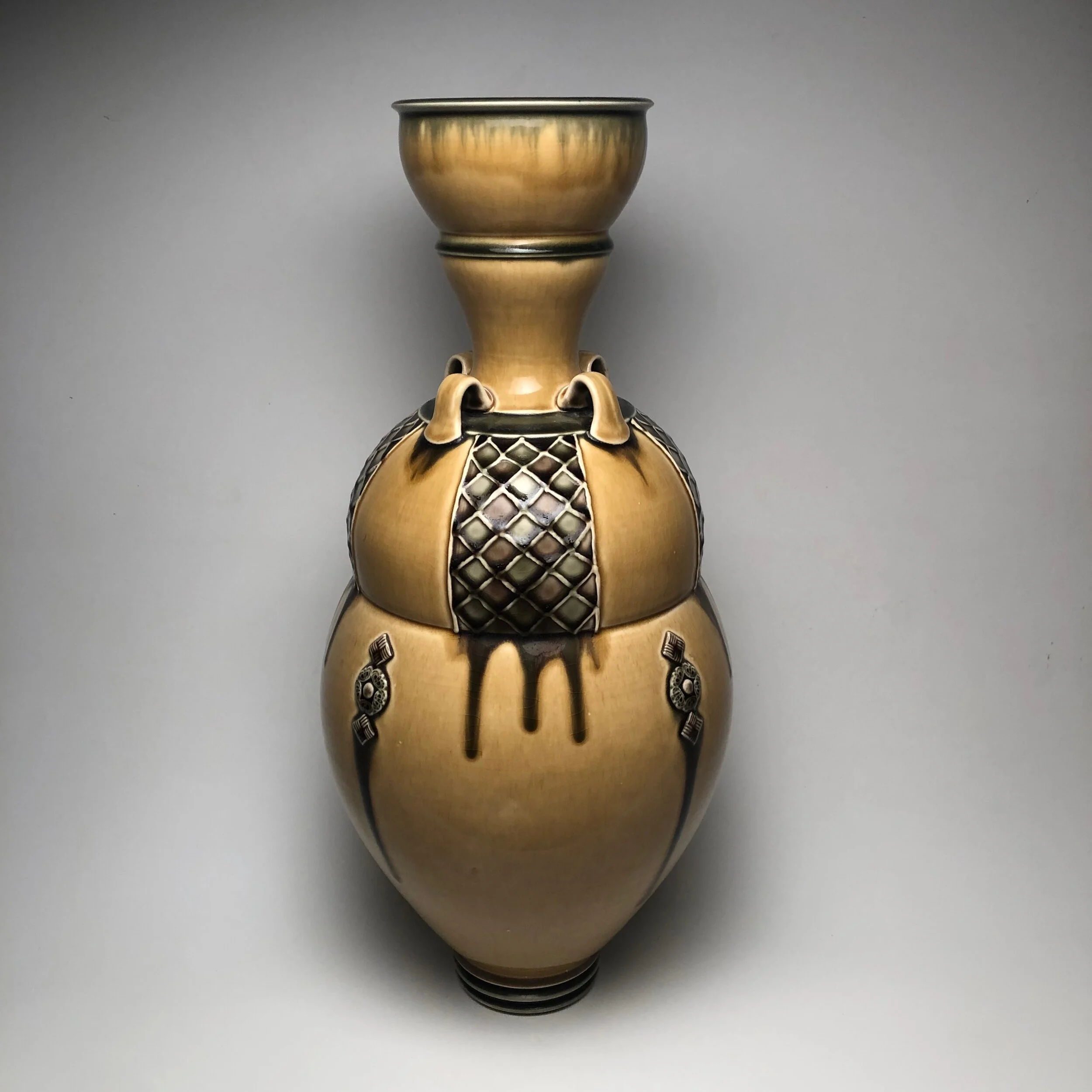 Large Sprig Slip Trailed Vase