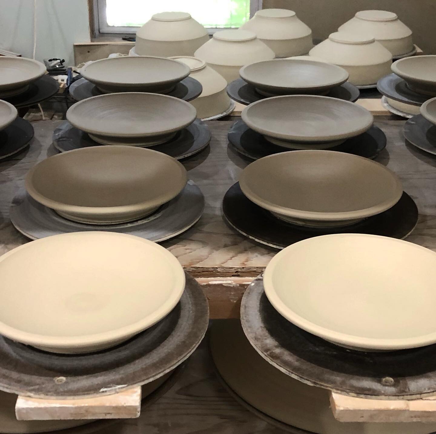 Plates/Bowls in progress. 
&bull;
https://www.etsy.com/shop/Ryanjgreenheck
&bull;
https://ryanjgreenheck.com/shop
&bull; 
#wheelthrown #pottery #porcelain #ceramics #ceramic #ceramicstudio #ceramicart #functionalart #decorativeart #handmade #handmade