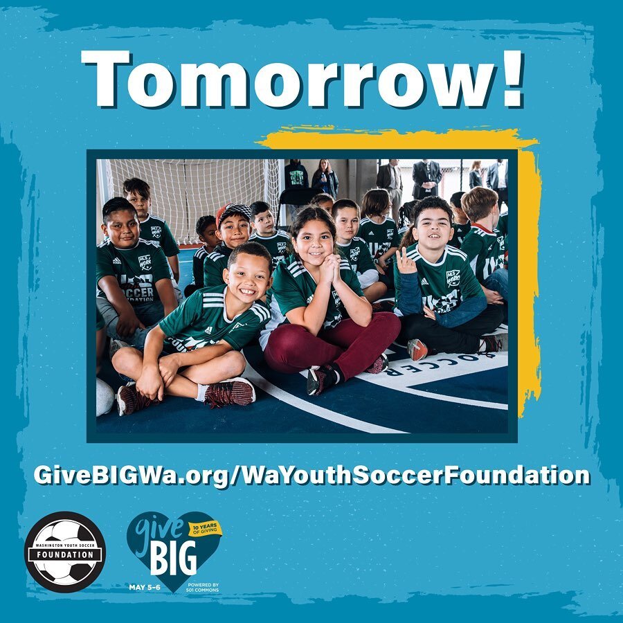#GiveBIGWA starts tomorrow! Donate at the link in our bio to support Soccer For Success kids and their families across Washington!
.
.
.
#GiveBIG #wayouthsoccer #wys #youthsoccer #youthsports