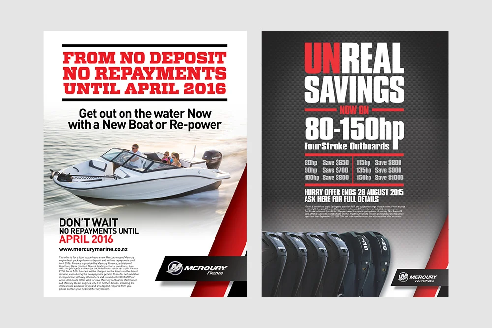 Mercury Marine newspaper advertising graphic design
