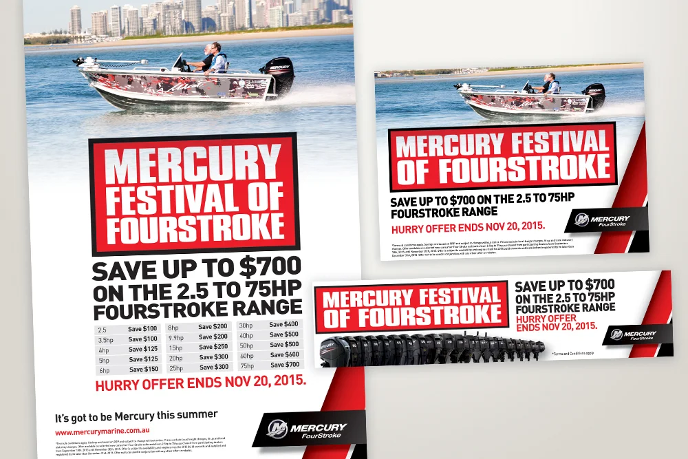 Mercury Marine newspaper advertising graphic design
