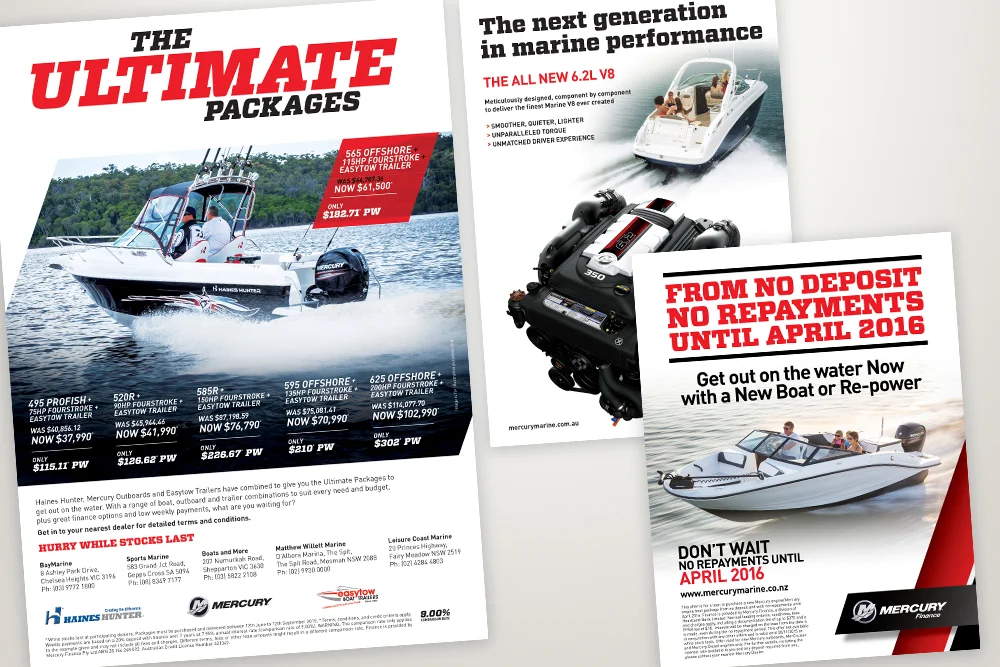 Mercury Marine newspaper advertising graphic design