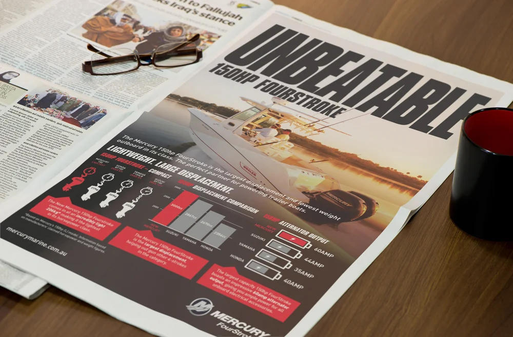 Mercury Marine newspaper advertising graphic design