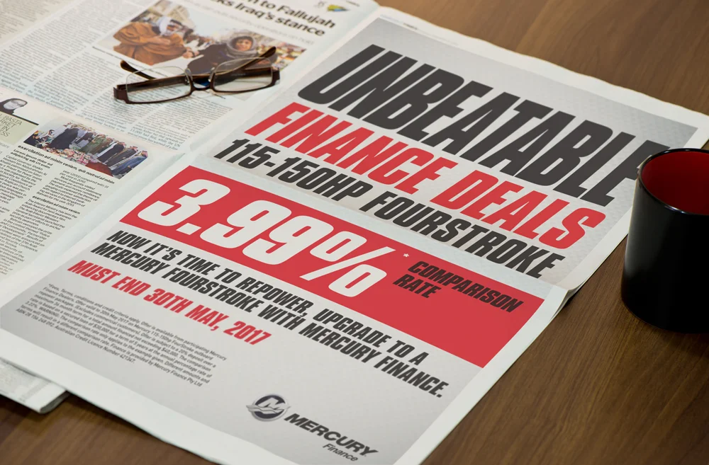 Mercury Marine newspaper advertising graphic design