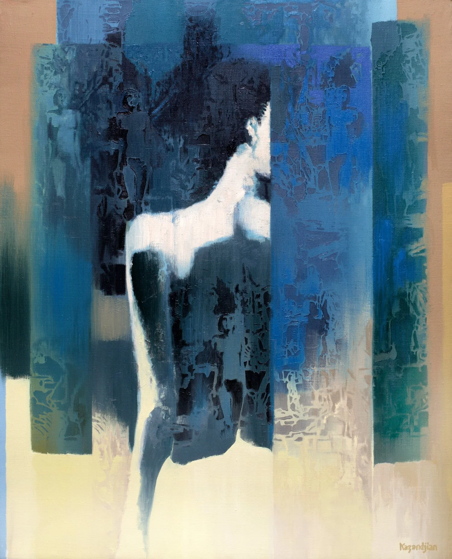 FIGURE IN BLUE GARDEN