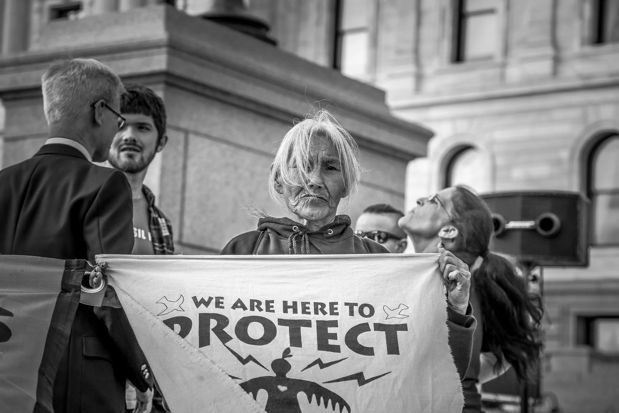 September 28, 2017 Opponents of proposed Line 3 gathered outside the Minnesota State Capitol. Photo by Rob Wilson