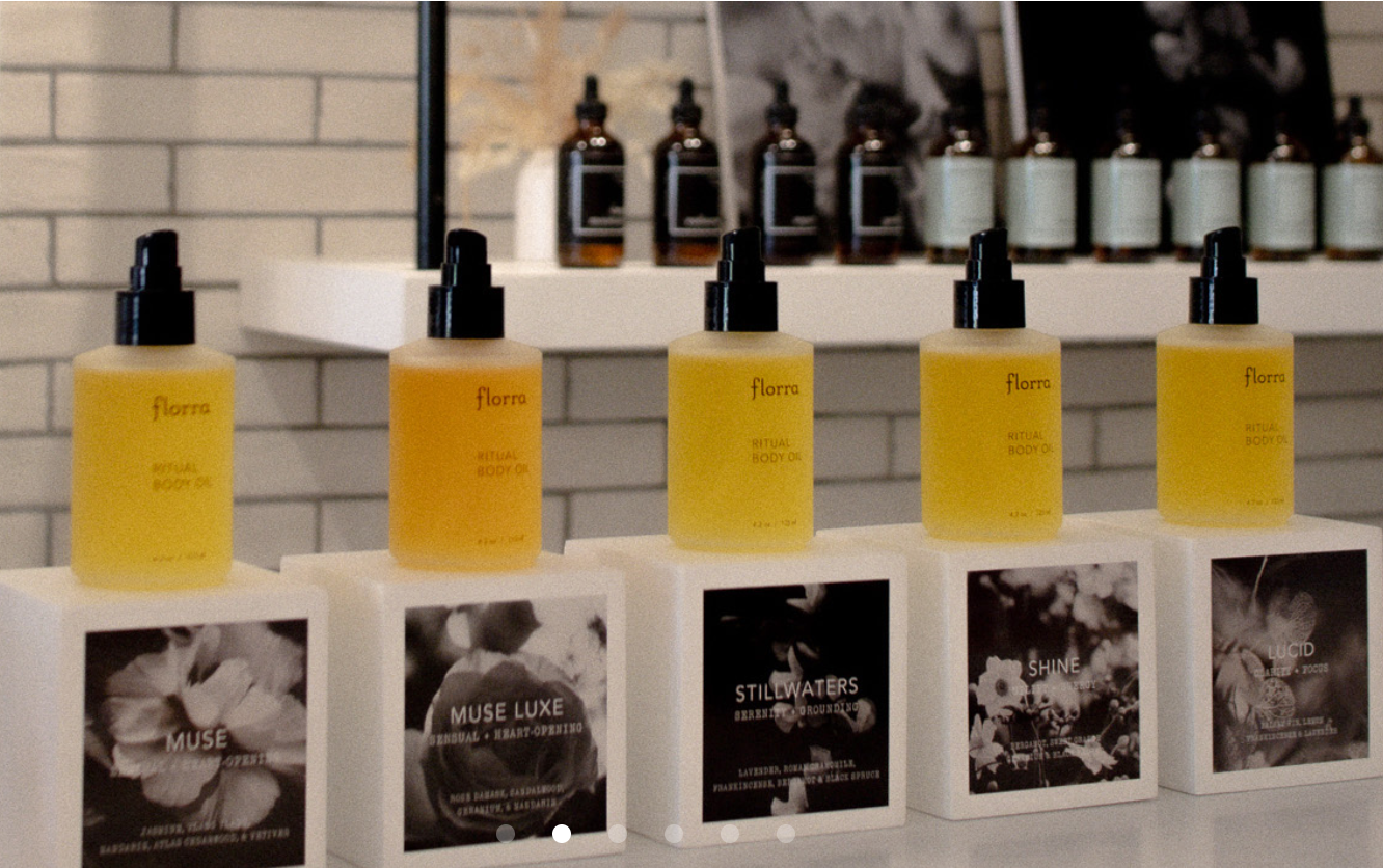 Five bottles of Florra's body oil