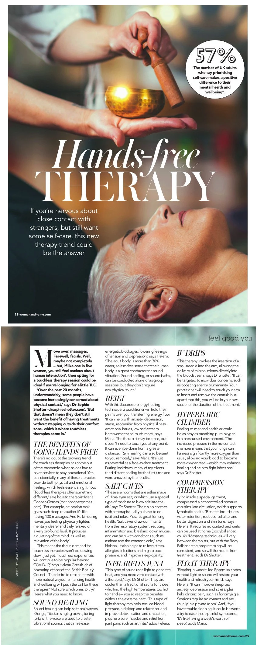 article on touchless therapy featuring Maria Cooper Gomes