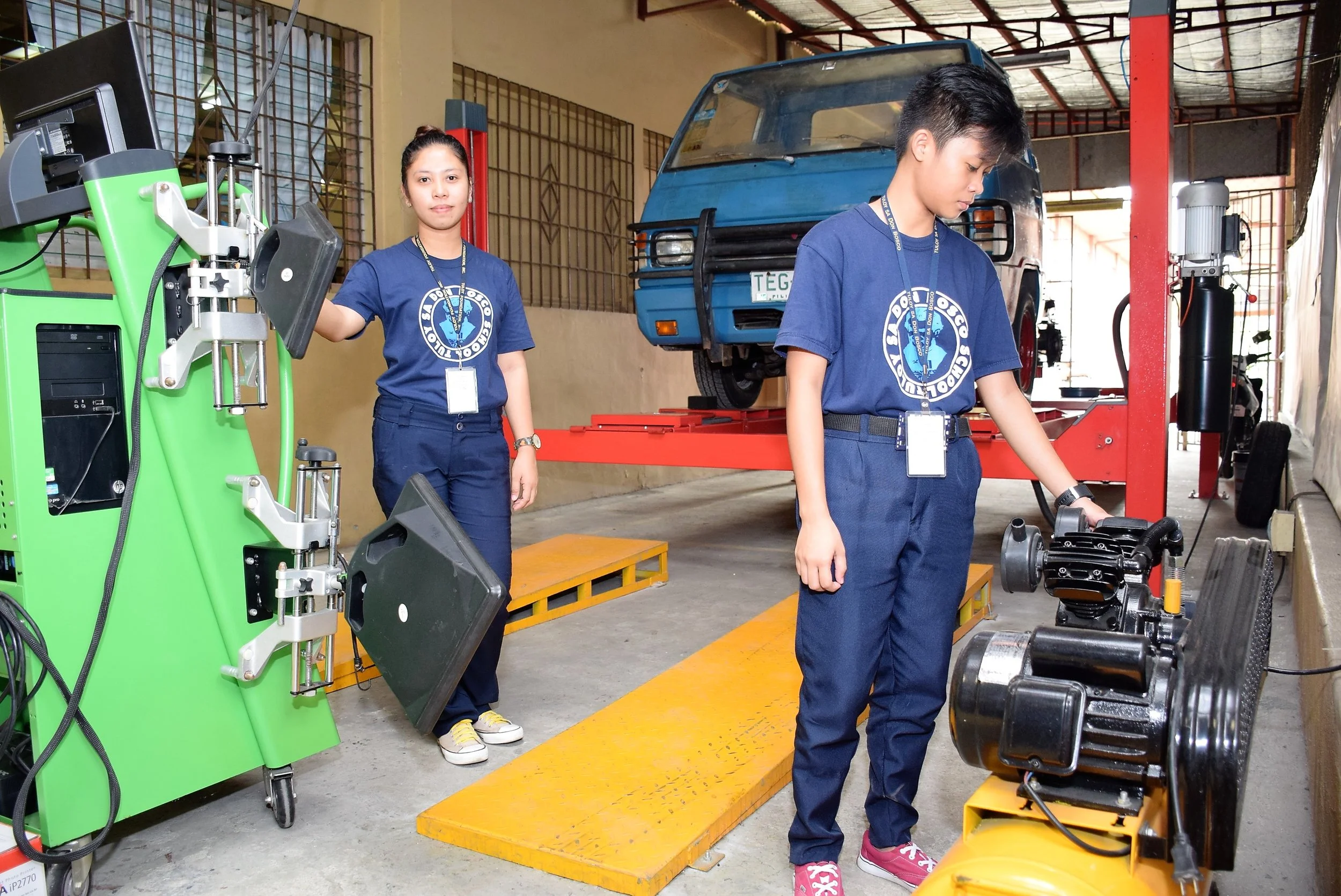 Top of the line wheel alignment equipment at the Tuloy Automotive Workshop