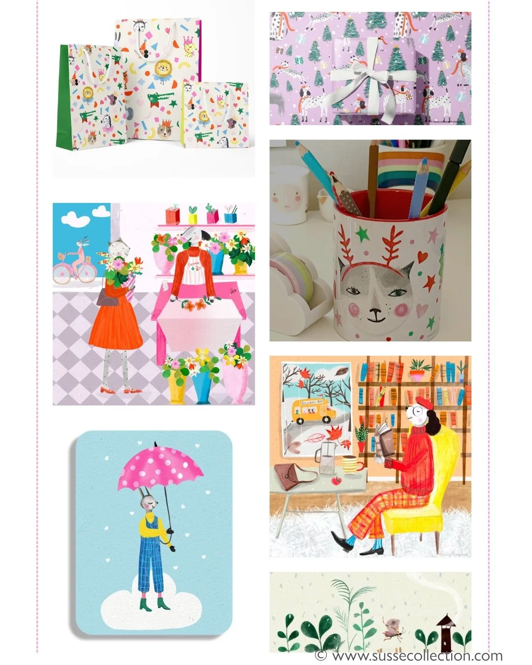 A photo collage from the Spotted Design Blog featuring Illustrator Susse Linton