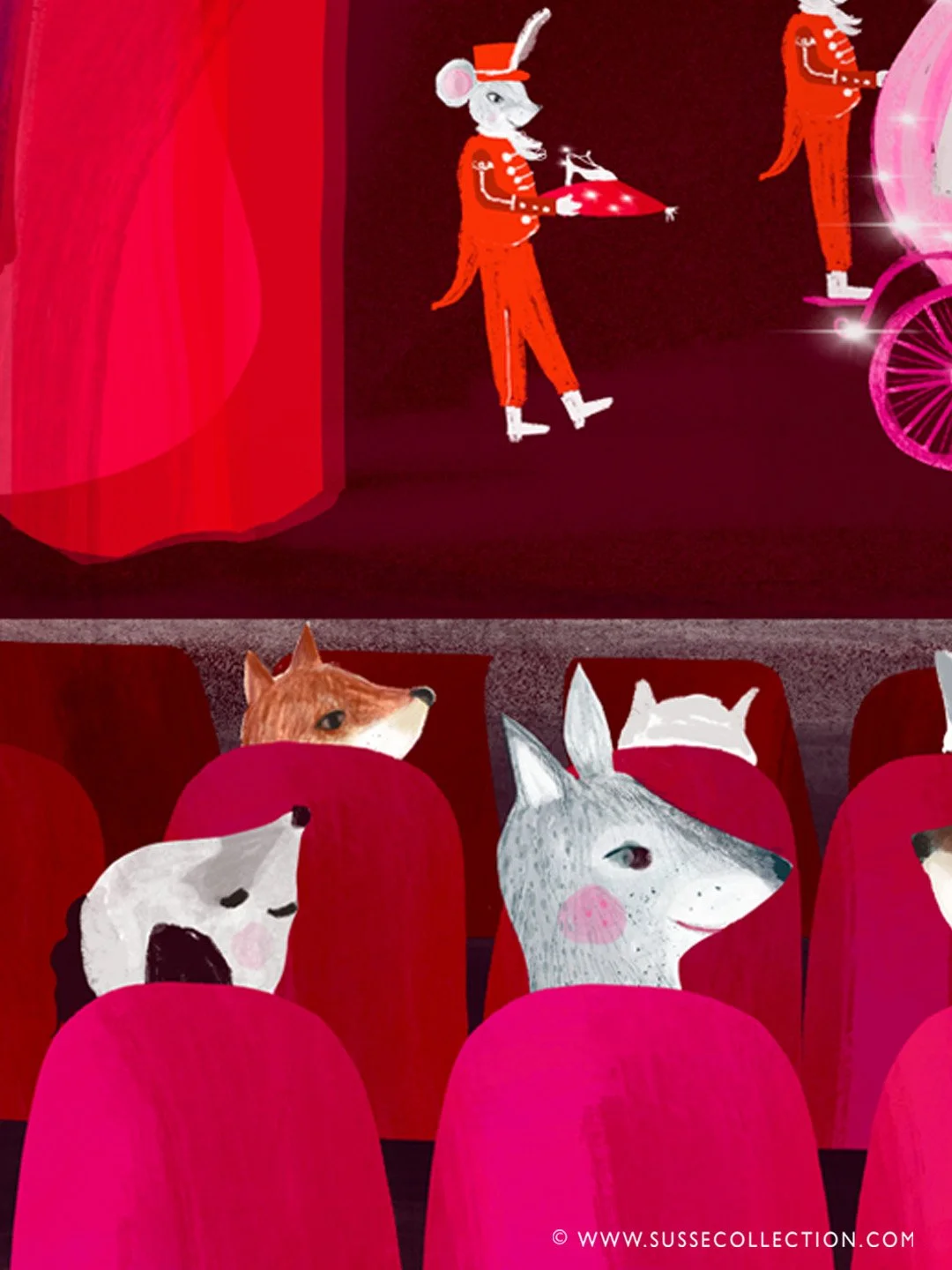 A photograph of an illustration of a Christmas Theatre scene a detail