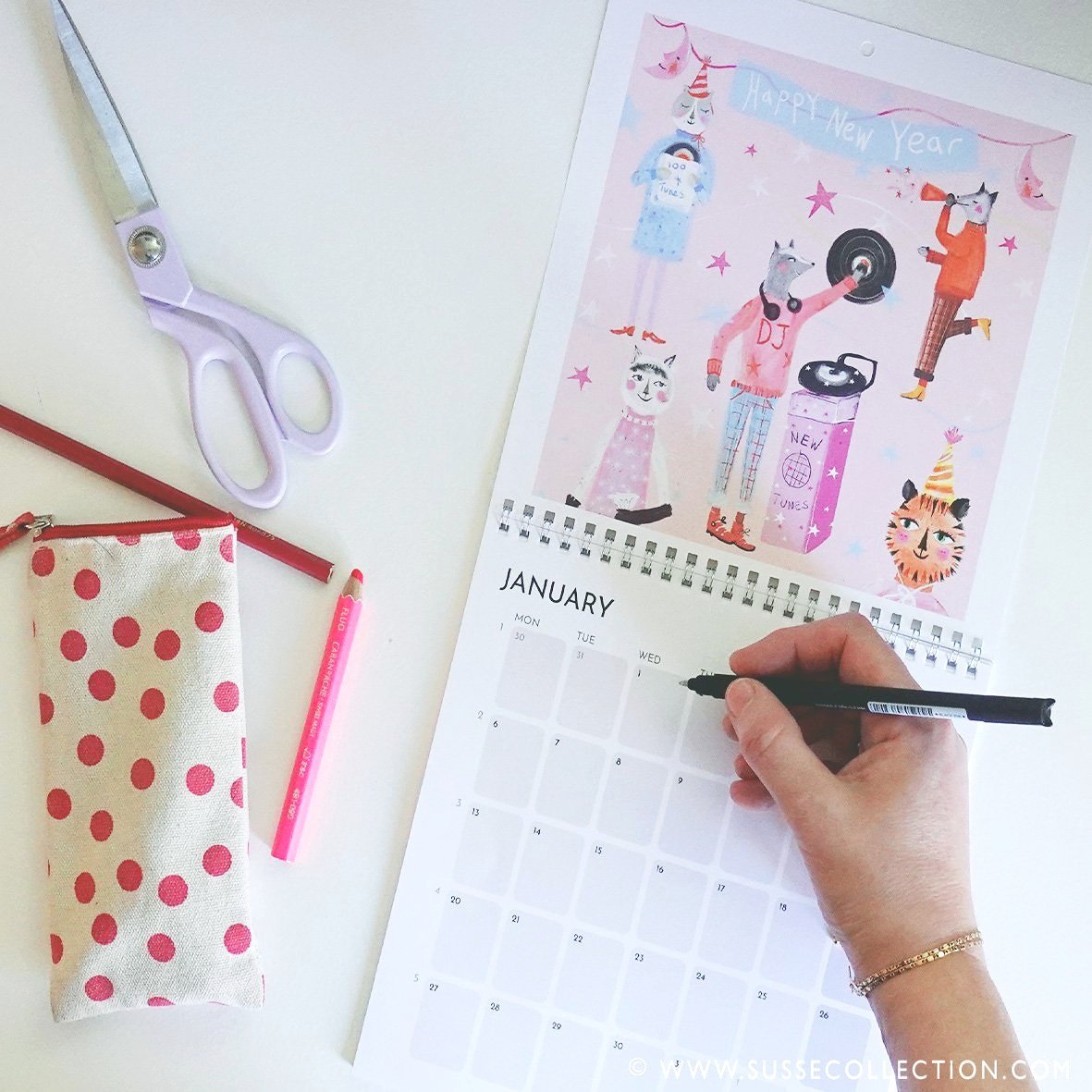 A photograph of the Susse Collection A Wall calendar illustrated By Susse Linton