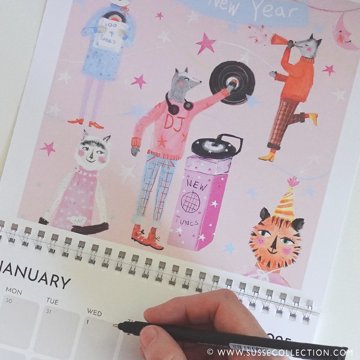 A photograph of the Susse Collection a Wall calendar illustrated By Susse Linton
