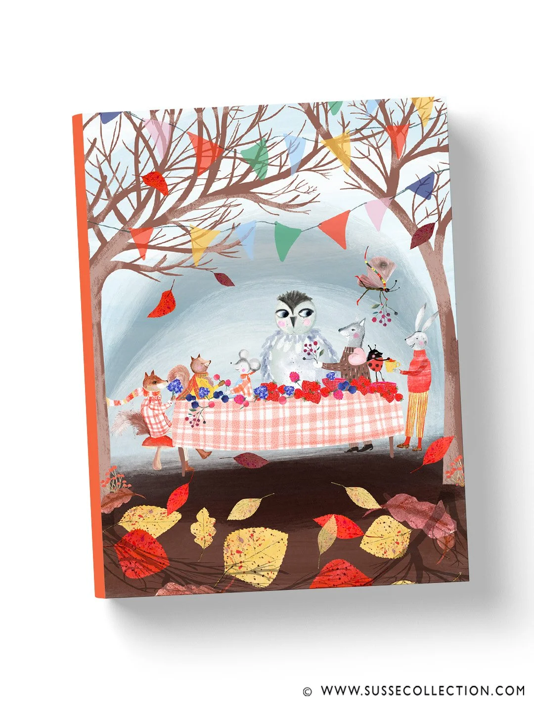 A photograph of an illustration of cute woodland animals enjoying a feast of berries as a book cover
