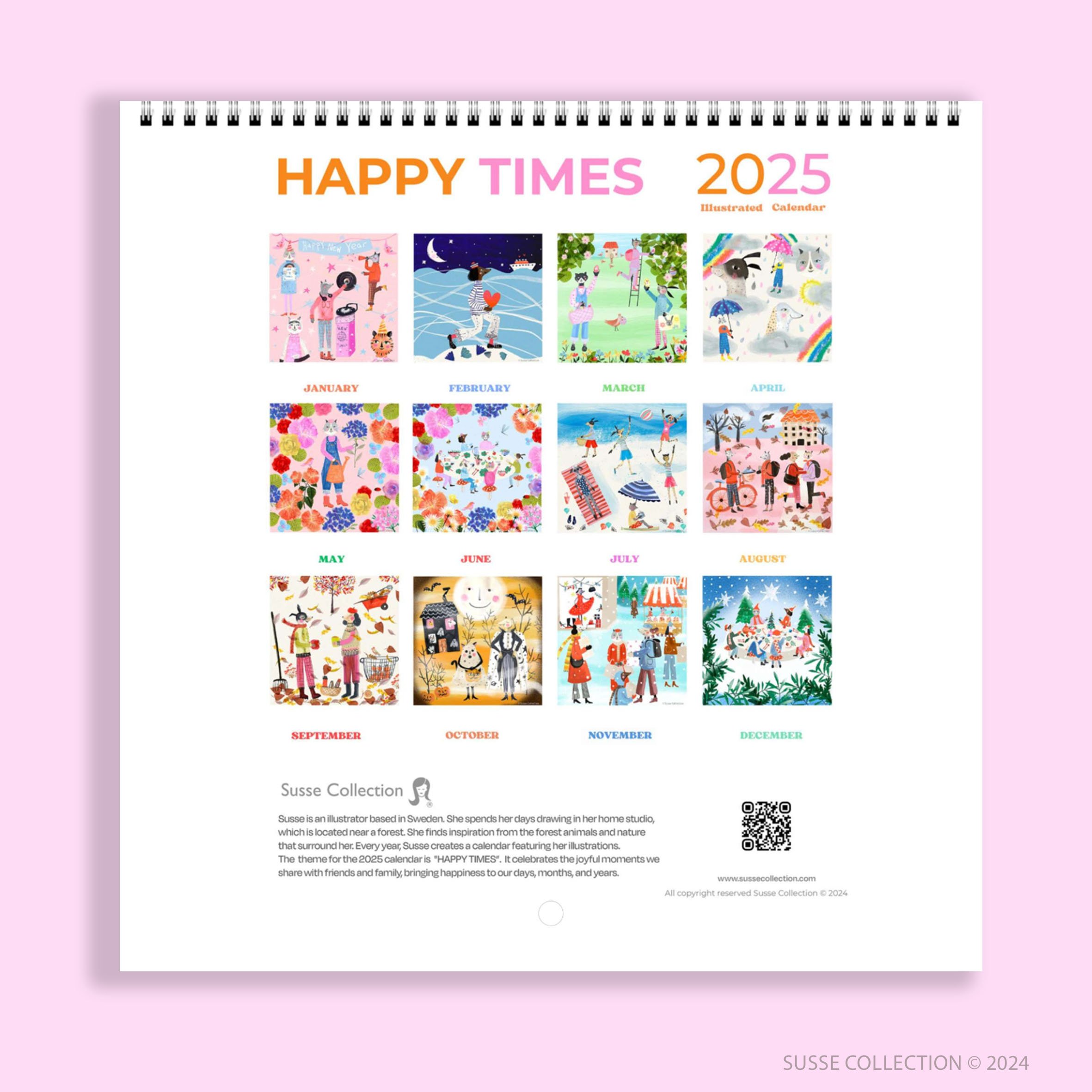 Wire O top Wall Calendar by illustrator Susse Linton for Susse Collection.