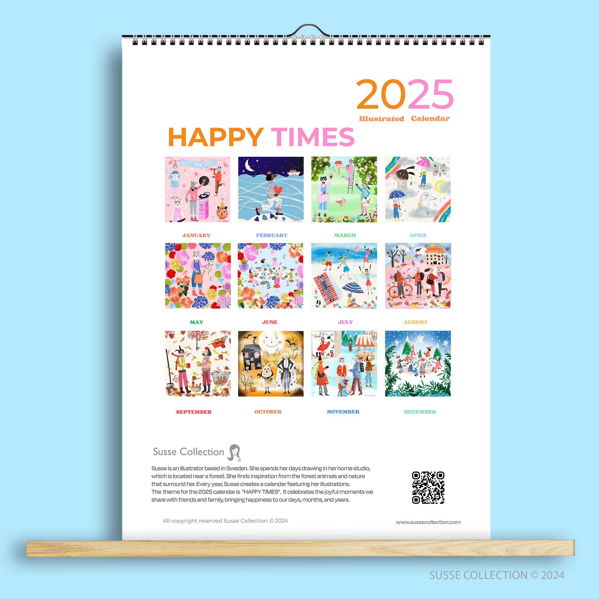 Wall Calendar A3 2025 Cover illustrated by Susse Linton