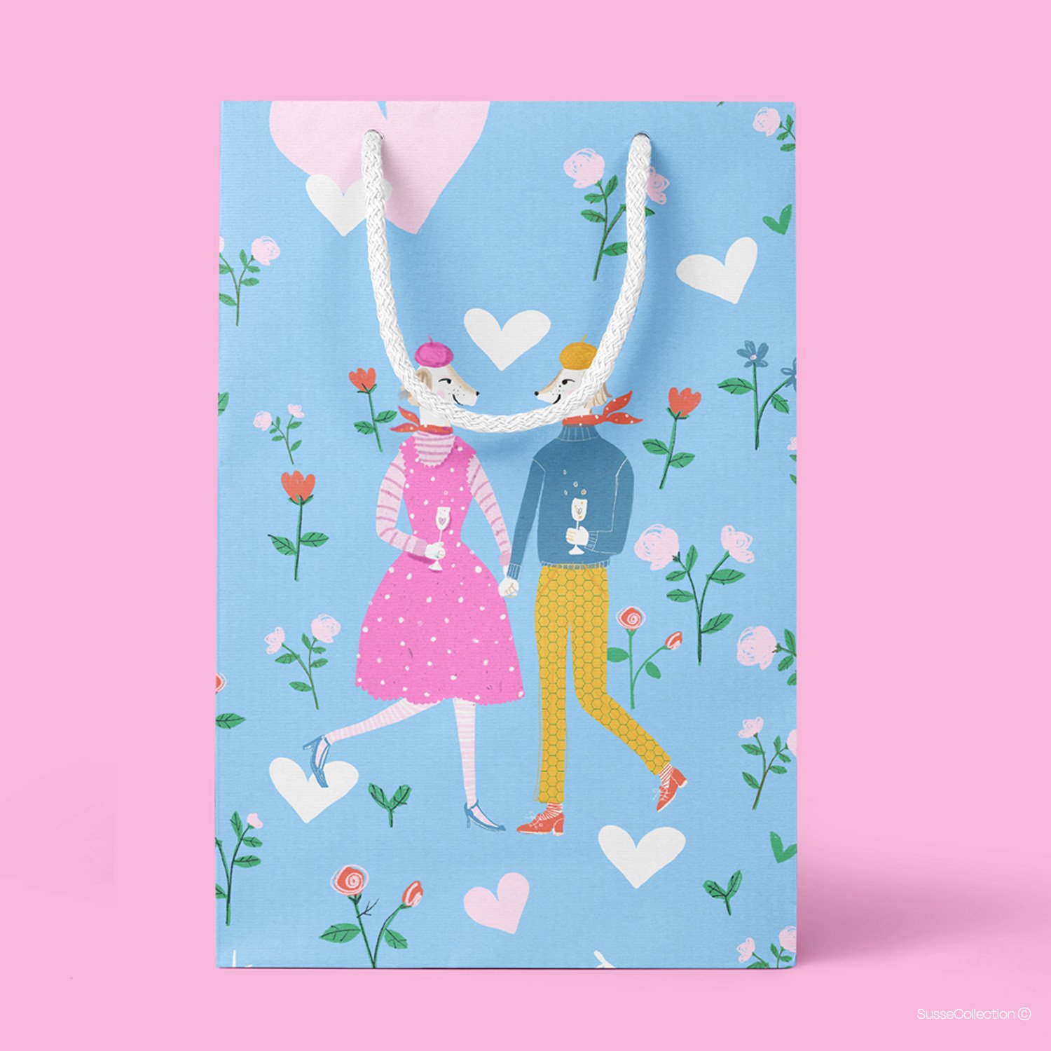 Congrats! You are engaged gift bag illustrated by Susse Linton.