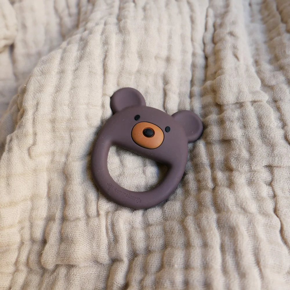 Silicone Teething Ring Bear - Brown