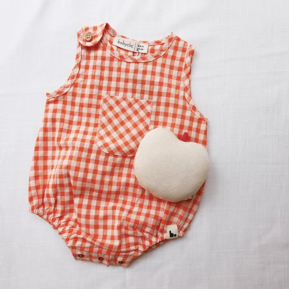 Baby Romper - Gingham rust