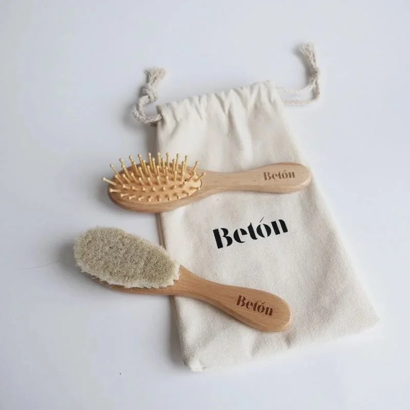 We&rsquo;ve sold these for years - a set of two essential baby brushes!

One gentle hairbrush especially designed for delicate wispy baby hair. Great for massages. Waxed beech handle with soft goat hair bristles.

One made to entangle the little thic