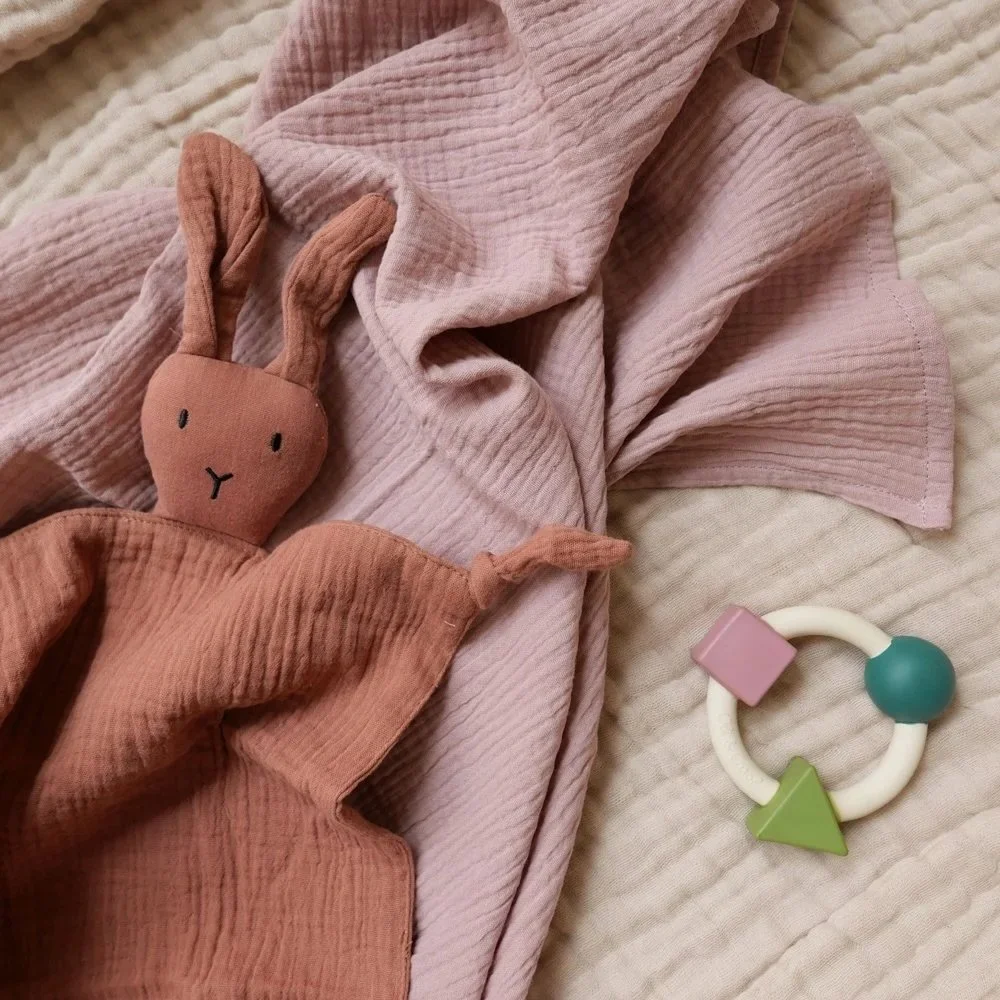 Cute little snuggly bunnies in organic cotton, perfect to keep in the bed or pram for comfort 🐰
