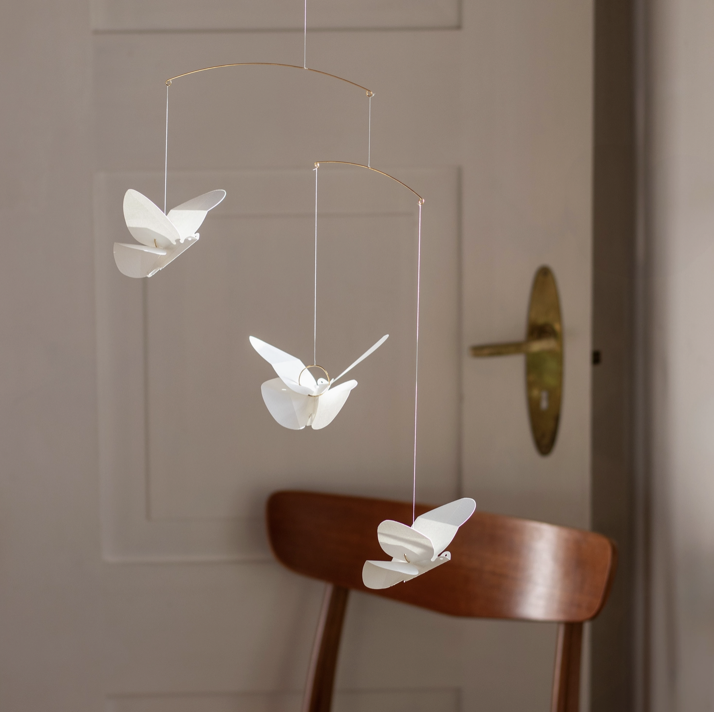 Butterfly baby mobile - paper, white