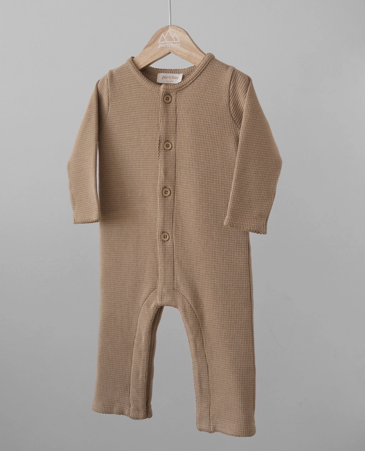 Organic cotton waffle onesie - Taupe