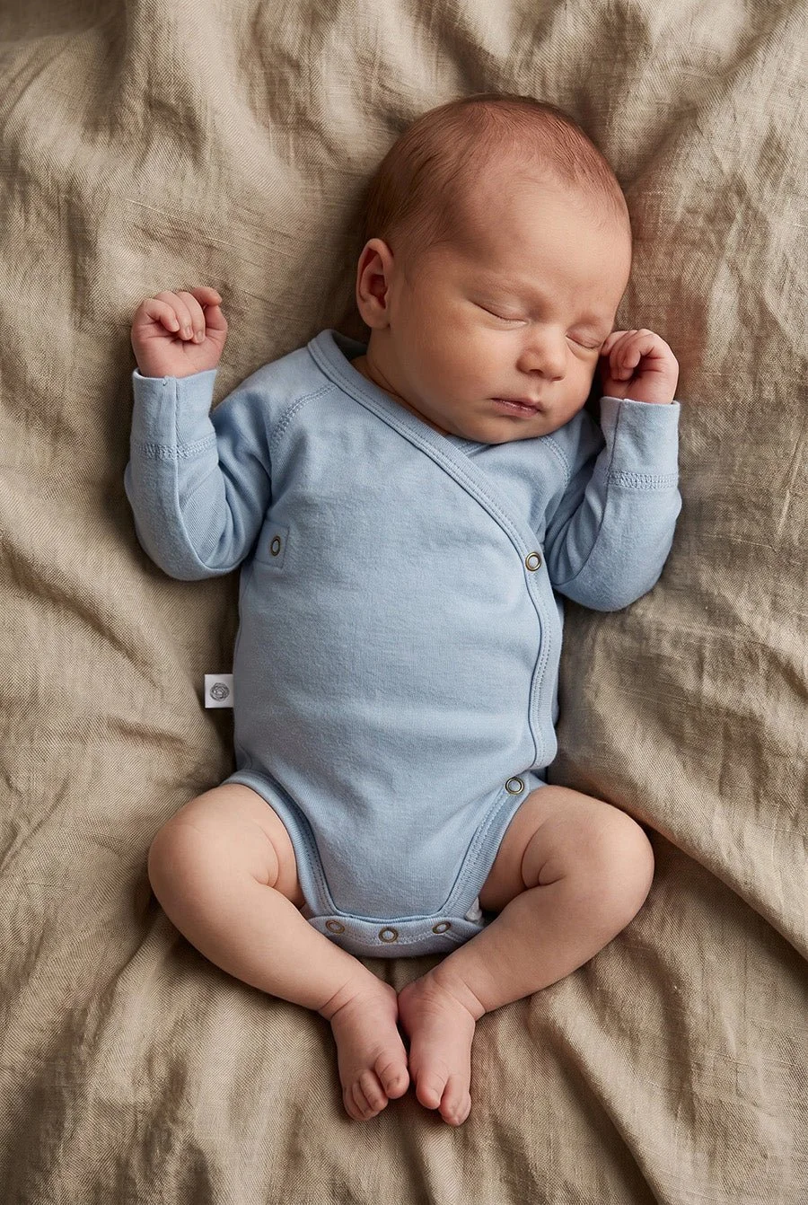 Merino wool wrap romper - blue fog