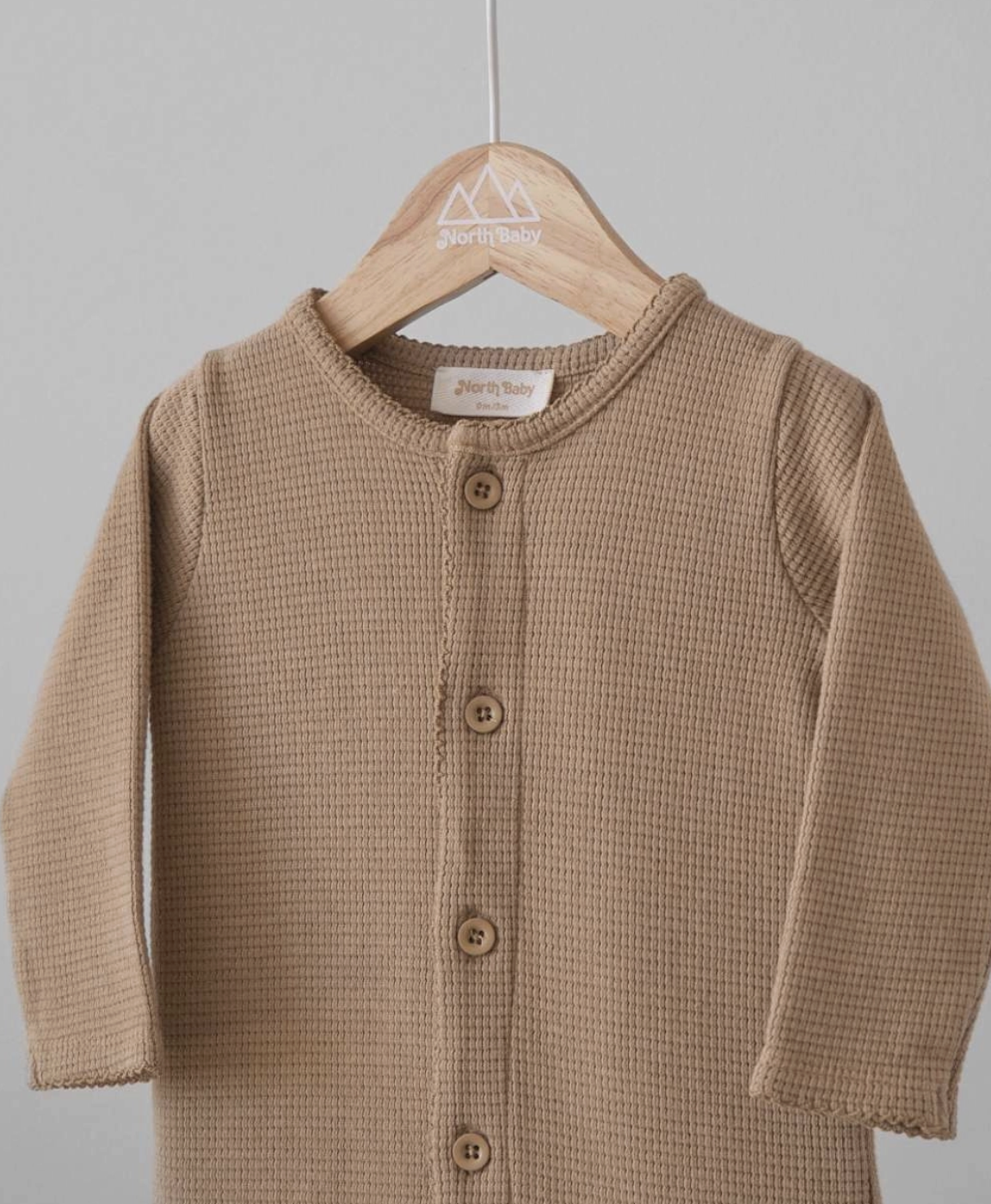 Organic cotton waffle onesie - Taupe