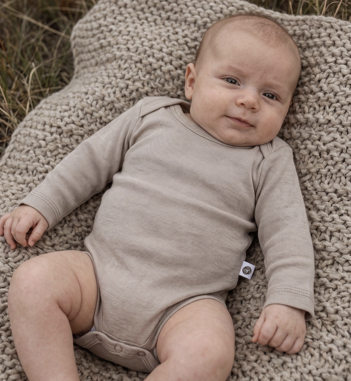 Merino wool wrap romper - oxford tan