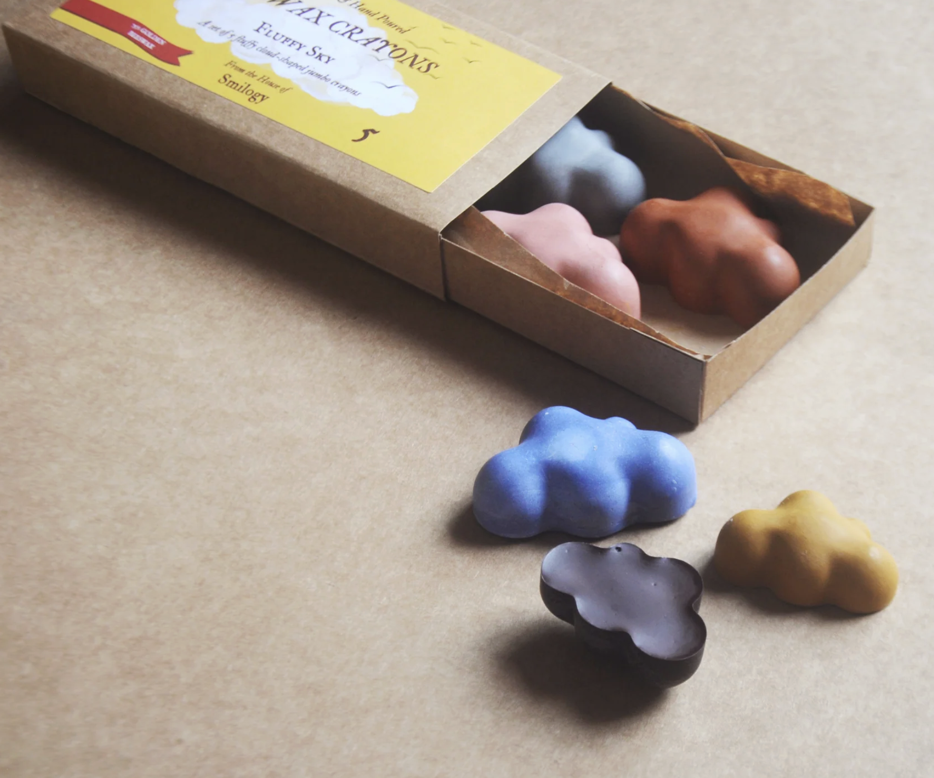 Fluffy Cloud-Shaped Jumbo Beeswax Crayons – 5pcs