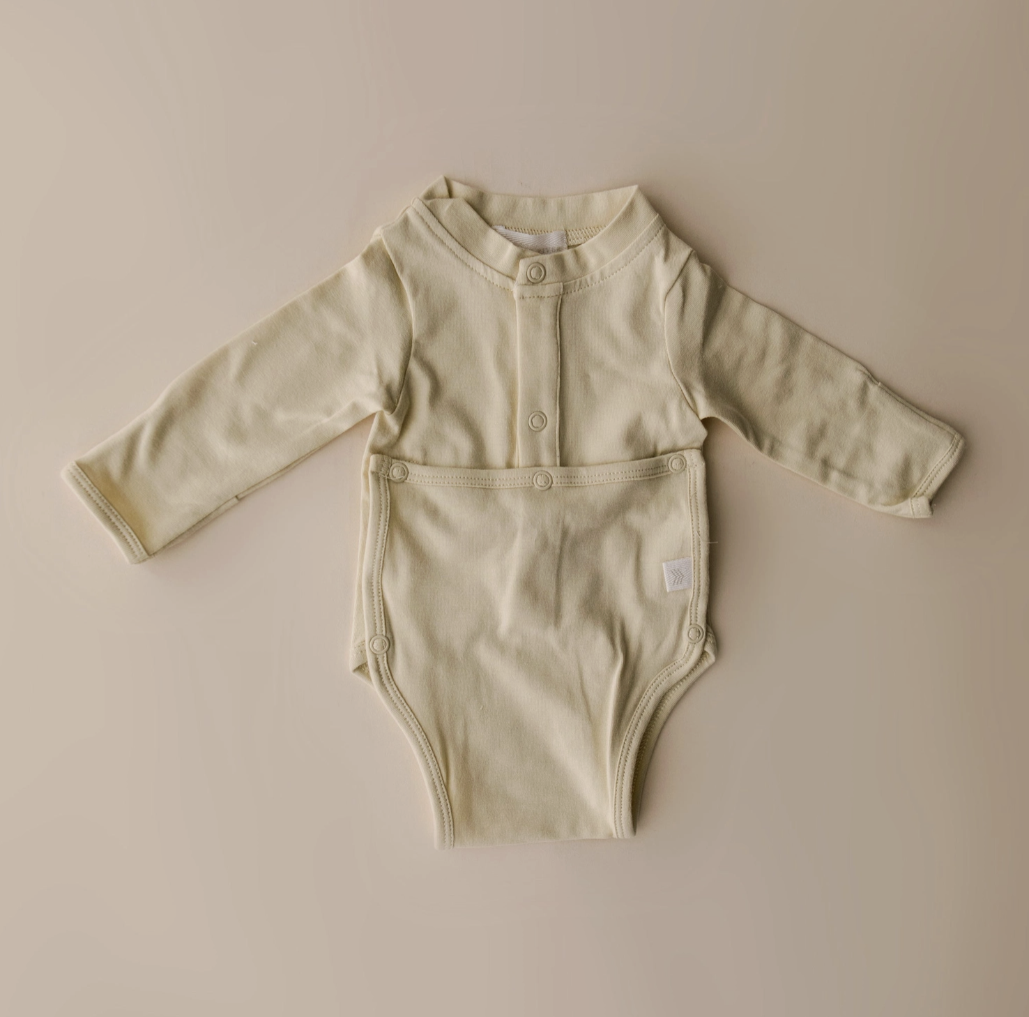 Cotton Front Flap Onesie - Buttercream