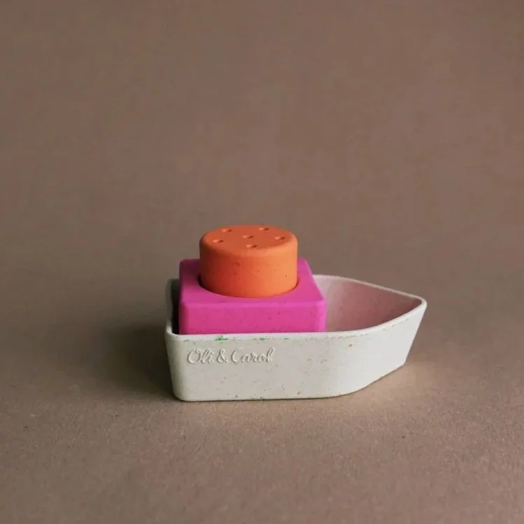 Upcycled Rubber Bath Toy Boat - Orange