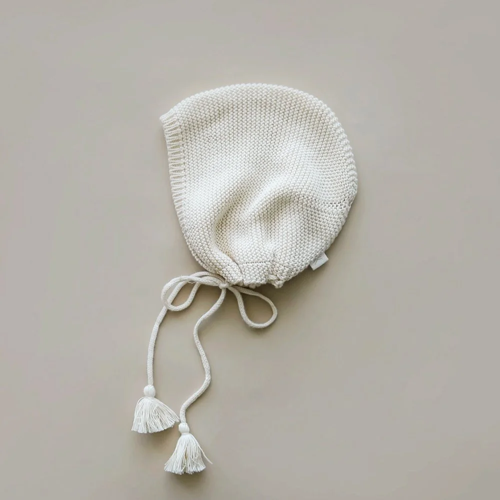 Organic cotton knitted bonnet - Natural
