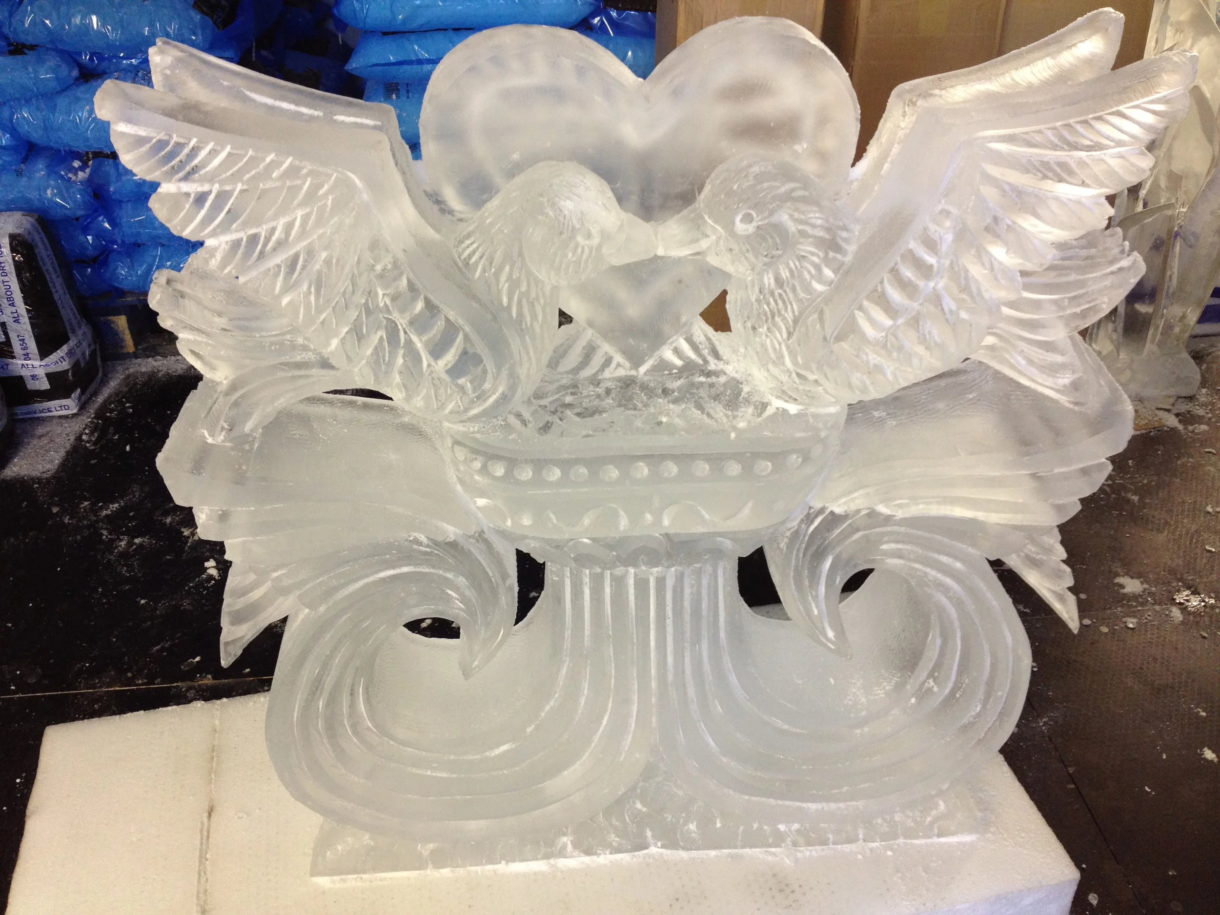 Kissing Doves Wedding Ice Sculpture