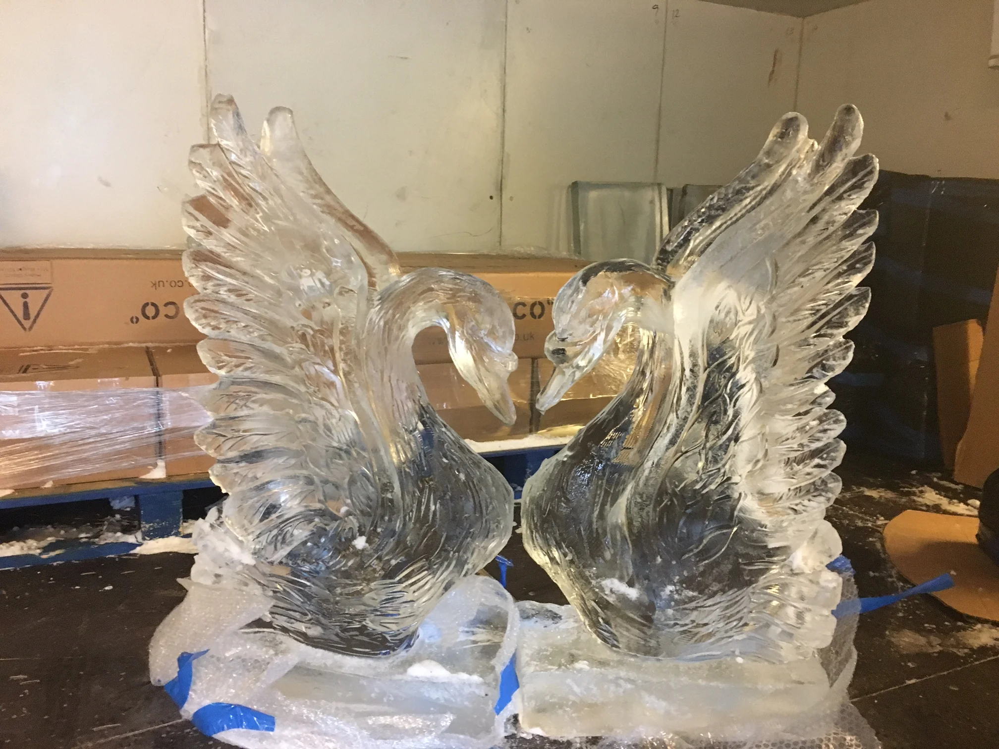 Kissing Swans Wedding Ice Sculpture